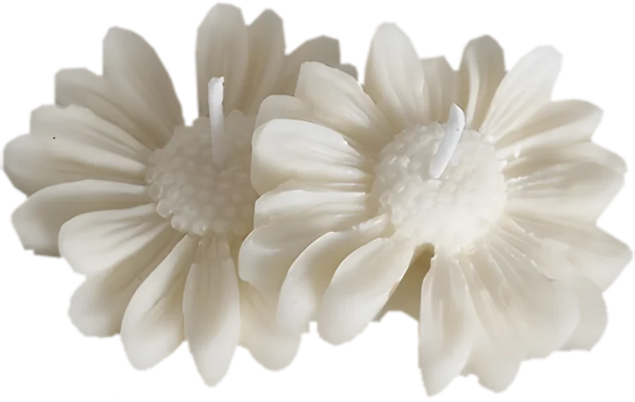 Golden Petals, pair of daisy candles