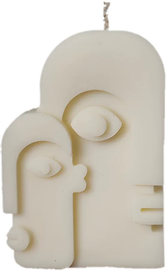 Kindred Glow, two faces line-art candle
