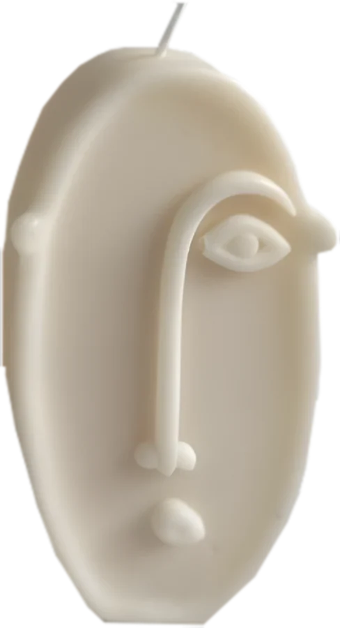 Whisper Light, oval face line-art candle