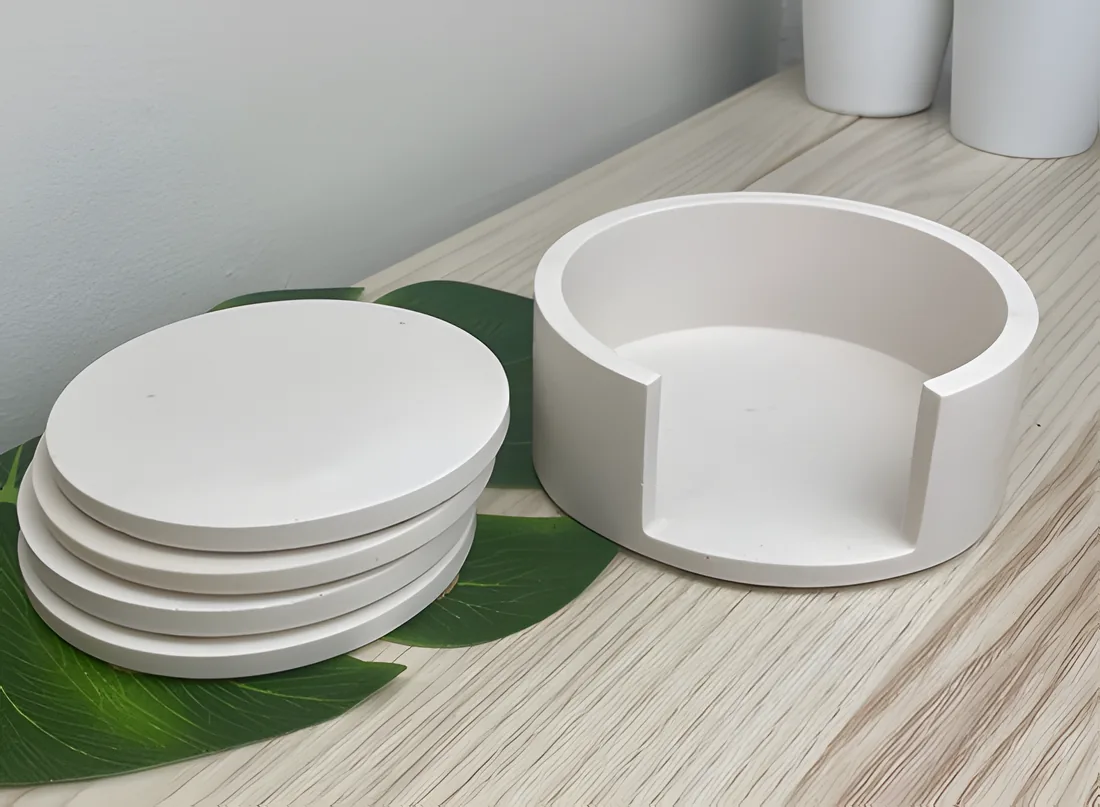 Coaster, concrete coaster set with holder